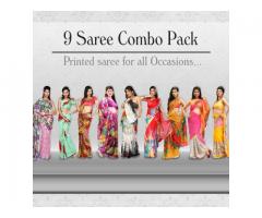 Nine Stylish Designer Sarees Combo Collection call Us At 09212600900